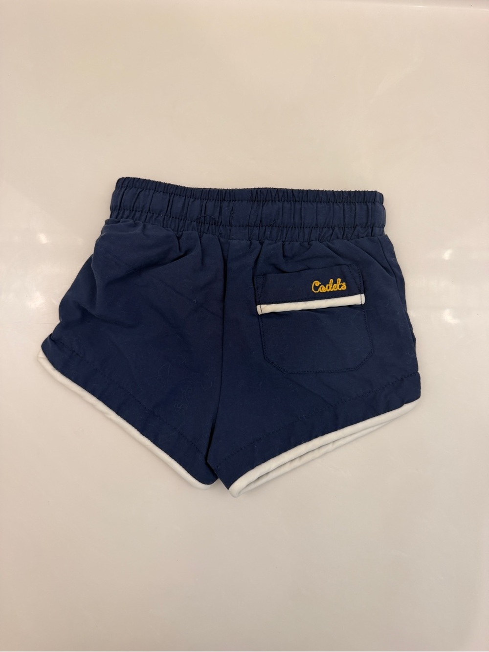 Navy Kids Swim Trunks with White Trim